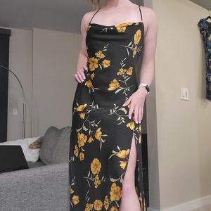 ASTR Black Cowl Neck Dress